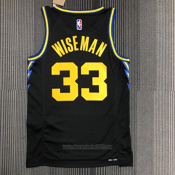 Camiseta Golden State Warriors James Wiseman #33 Ciudad 2021-22 Negro